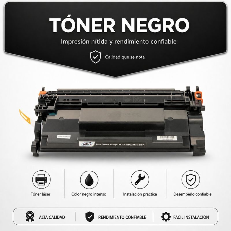 Tóner para CF258X de Alto Rendimiento con Chip Color Negro