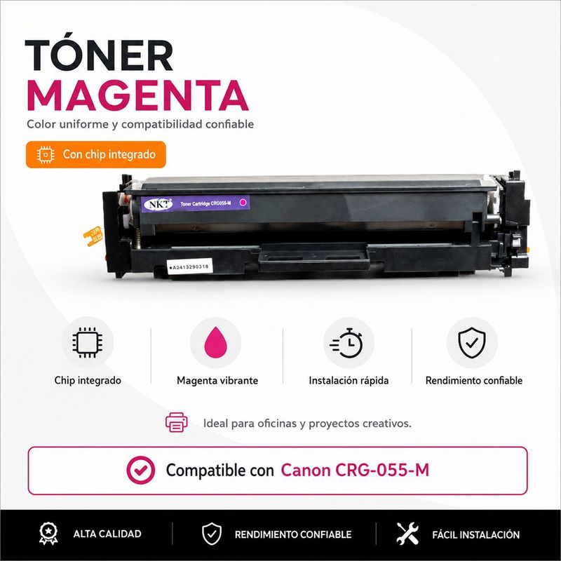 Tóner CRG055-M con Chip Integrado Color Magenta