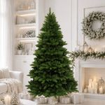 Árbol Navideño Artificial Evergreen 6.5 Pies de PVC con Ramas al Piso Verde para Interior