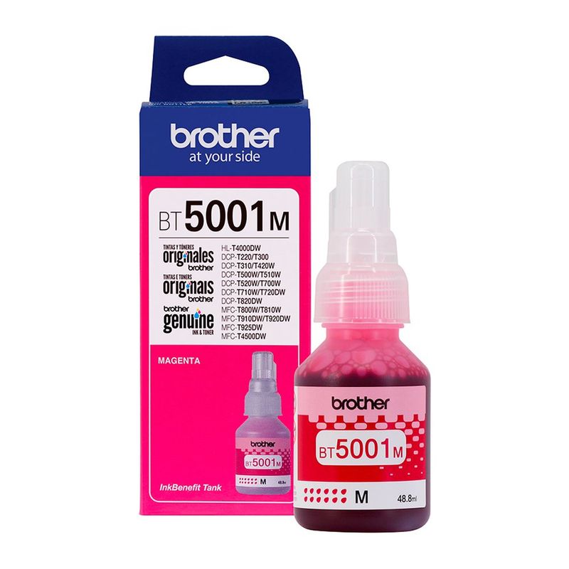 Tinta Brother BT5001 Original 48.8 ml para Impresora T510 Color Magenta