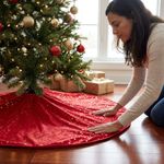 Falda para Árbol de Navidad 120 cm Roja con Estrellas Decorativas