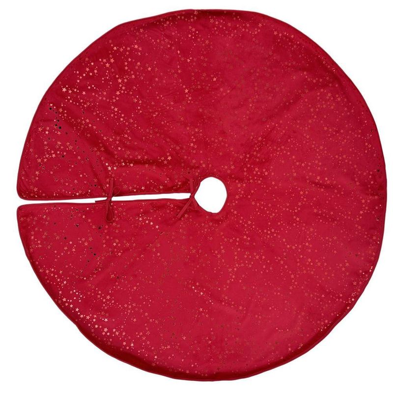 Falda para Árbol de Navidad 120 cm Roja con Estrellas Decorativas
