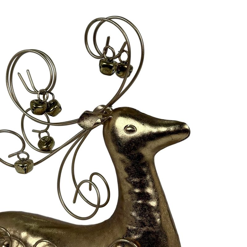 Reno Decorativo Navideño de Metal Dorado de 26.5 cm para Mesa