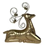 Reno Decorativo Navideño de Metal Dorado de 26.5 cm para Mesa