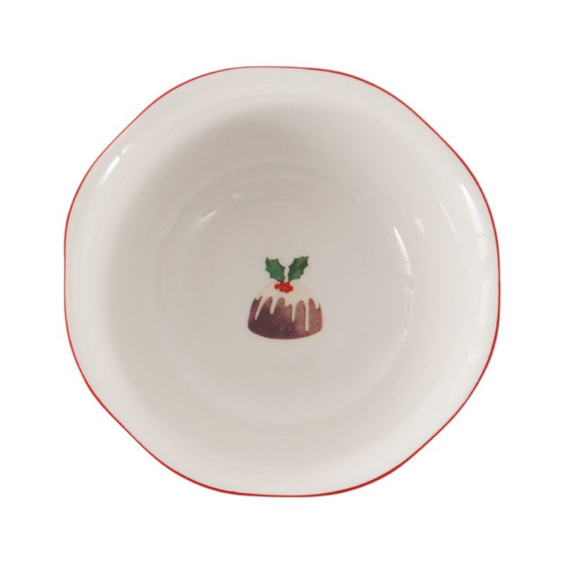 Vajilla Alegría de Porcelana 12 Piezas para Mesa Navideña Beige con Diseños Varios