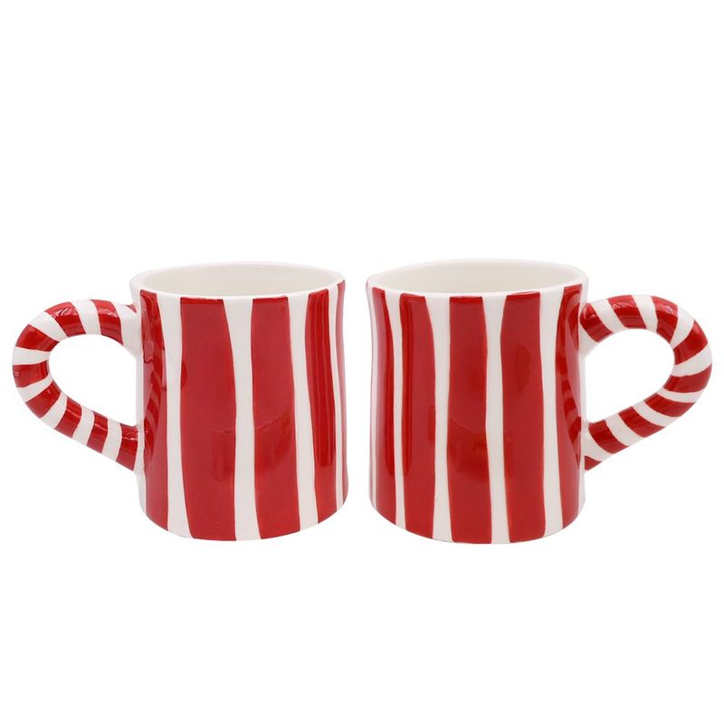 Taza de Cerámica de Dolomita 10.5 oz para Bebidas Calientes Diseño Bastón Navideño
