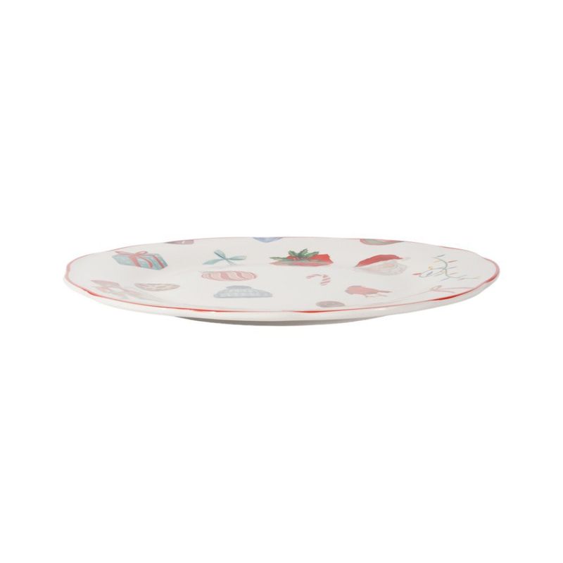 Vajilla Alegría de Porcelana 12 Piezas para Mesa Navideña Beige con Diseños Varios