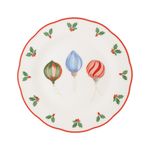 Vajilla Alegría de Porcelana 12 Piezas para Mesa Navideña Beige con Diseños Varios
