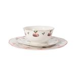 Vajilla Alegría de Porcelana 12 Piezas para Mesa Navideña Beige con Diseños Varios