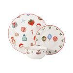 Vajilla Alegría de Porcelana 12 Piezas para Mesa Navideña Beige con Diseños Varios