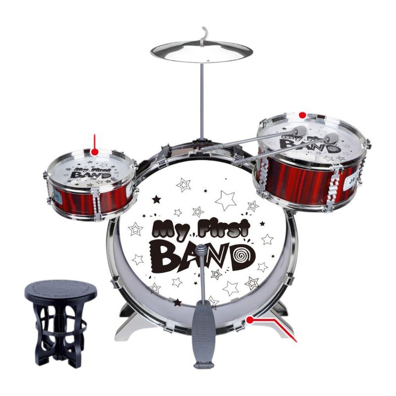 Batería Musical Infantil 7 piezas con Pedal y Banco