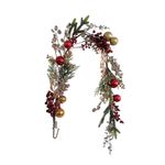 Guirnalda Navideña Decorativa con Bayas y Esferas con Luz LED de 150 cm Roja, Verde y Dorada