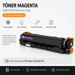 Tóner Original W2113A 206A con Chip para HP Color LaserJet Pro Color Magenta
