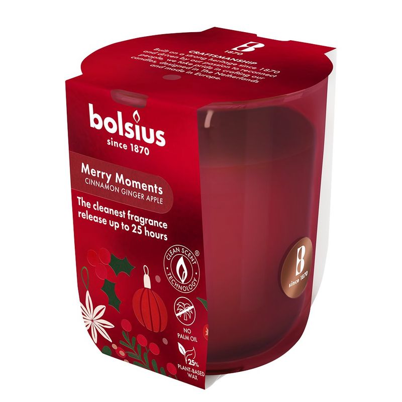 Vela Aromática Merry Moments en Vaso de Vidrio 80/73 mm Aroma Manzana Canela