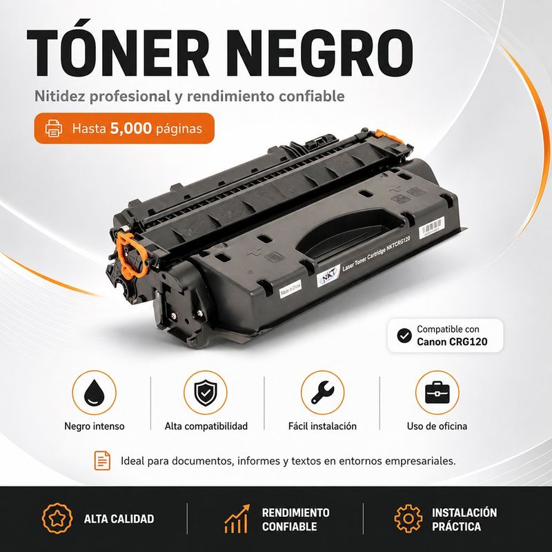 Cartucho de Tóner Láser Negro CRG120 Compatible con Impresoras Canon ImageCLASS
