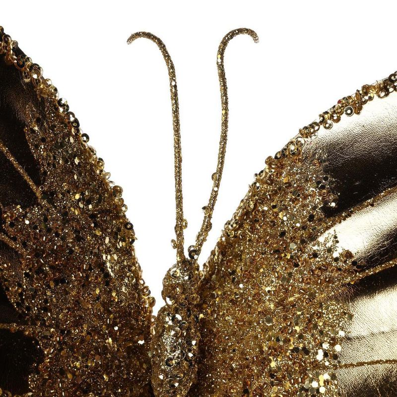 Mariposa Decorativa Metálica 5 x 22 x 30 cm Dorada para Arreglos Navideños