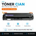 Tóner Original W2311A 215A con Chip para HP Color LaserJet Pro Color Cian