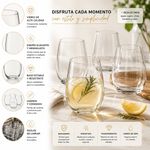 Set de 4 Vasos Dubái de Vidrio 16.2 oz para Bebidas Frías Transparentes