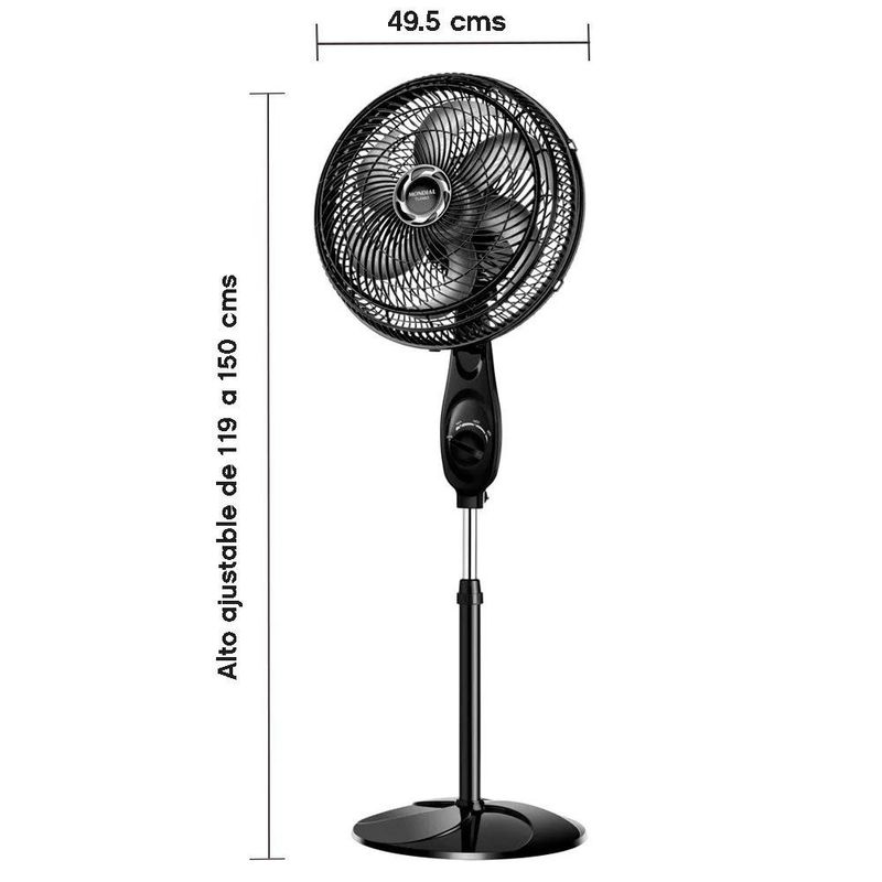 Ventilador de Pedestal Mondial Turbo de 40 Cm con 6 Aspas Color Negro