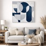 Cuadro Decorativo Abstracto Geométrico en Tonos Azules de 82 x 4.5 Cm
