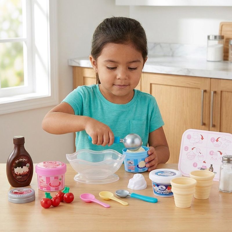 Set de Helados con Ingredientes Moldeables y Accesorios de Juguete