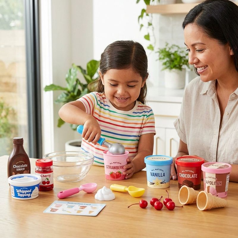 Set de Helados con Ingredientes Moldeables y Accesorios de Juguete