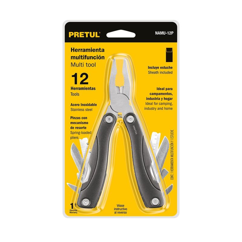 Multiherramienta 12 Funciones de Acero Inoxidable con Estuche