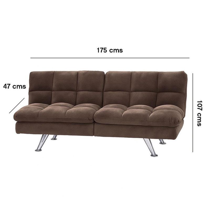 Sofá Cama Reclinable 2 en 1 de Tela Acolchada 175 cm Color Café Chocolate