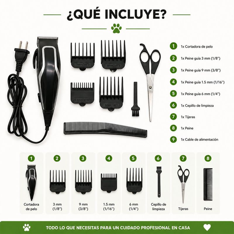 Set de Cortadora de Pelo para Perro de Acero Inoxidable Pet Grooming
