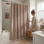 Set de Cortina para Baño con Liner y Ganchos 14 Piezas Diseño Texturizado Color Café