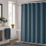 Set de Cortina para Baño con Liner y Ganchos 14 Piezas Diseño Texturizado Color Azul