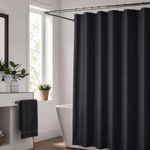 Set de Cortina para Baño con Liner y Ganchos 14 Piezas Diseño Texturizado Color Negro