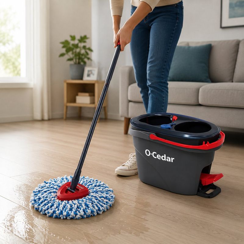 Mopa Giratoria con Cubeta y Pedal EasyWring Color Gris y Rojo