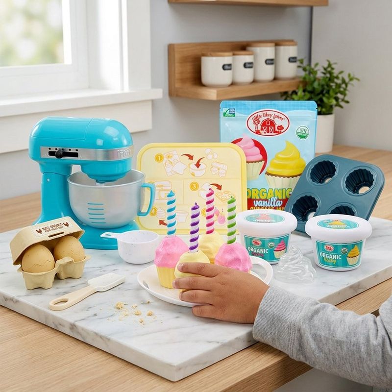 Set para Cupcakes con Batidora y Accesorios Moldeables de Juguete