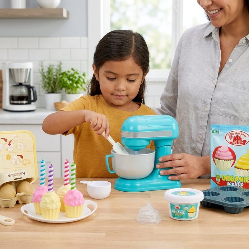 Set para Cupcakes con Batidora y Accesorios Moldeables de Juguete