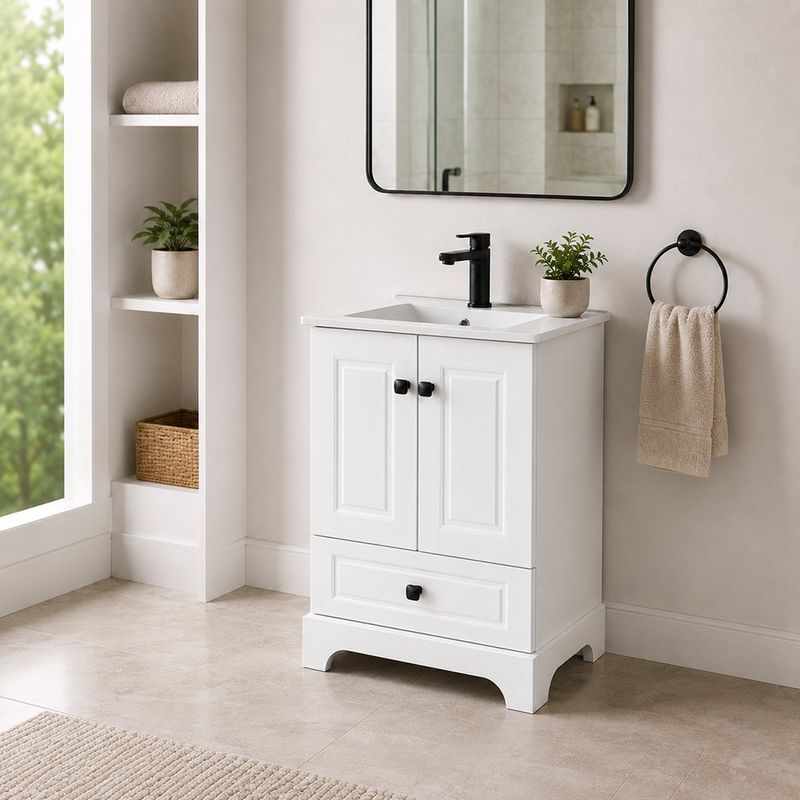 Vanity Blair con Lavamanos y Almacenamiento Color Blanco 24 Plg