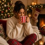 Taza de Cerámica de Dolomita 10.5 oz para Bebidas Calientes Diseño Bastón Navideño