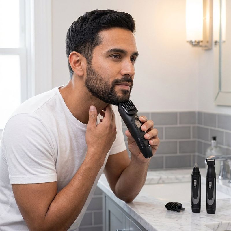 Kit Recortador de Barba The Works MB906 para Barba, Nariz y Oídos Negro