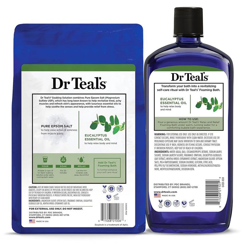 Kit de Relajación y Alivio con Sal de Tina y Burbuja de Baño Aroma Eucalipto