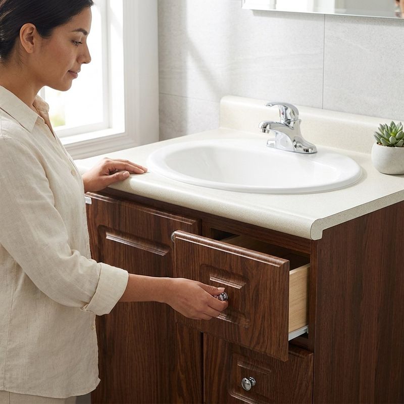 Mueble de Baño Sevilla con Lavamanos de PVC 24 plg Color Madera Cherry Mistic
