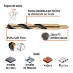 Broca para Metal y Madera HSS Trugold de 3/4 x 8 plg
