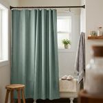 Set de Cortina para Baño con Liner y Ganchos 14 Piezas Diseño Texturizado Color Verde Oscuro