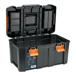 Caja para Herramientas Desmontable 3 en 1 con Ruedas 53 Litros Negro con Naranja