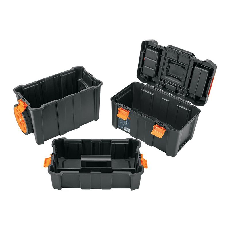 Caja para Herramientas Desmontable 3 en 1 con Ruedas 53 Litros Negro con Naranja