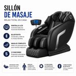 Sillón de Masaje Multifunción con Gravedad Cero, Pantalla LCD y Bluetooth Negro