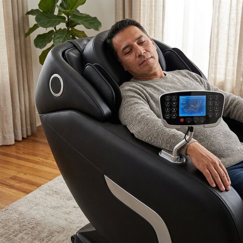 Sillón de Masaje Multifunción con Gravedad Cero, Pantalla LCD y Bluetooth Negro