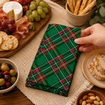 Set de 20 Servilletas Navideñas de 3 Capas 33 x 40 cm Cuadros Verdes
