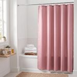 Set de Cortina para Baño con Liner y Ganchos 14 Piezas Diseño Texturizado Color Rosado