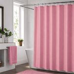 Set de Cortina para Baño con Liner y Ganchos 14 Piezas Diseño Texturizado Color Rosado