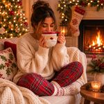 Taza de Cerámica de Dolomita 15.5 oz para Bebidas Calientes Diseño Santa Rojo